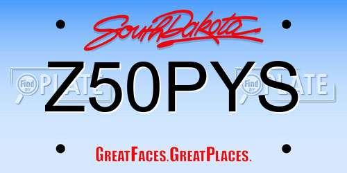 Z50PYS South Dakota License Plate