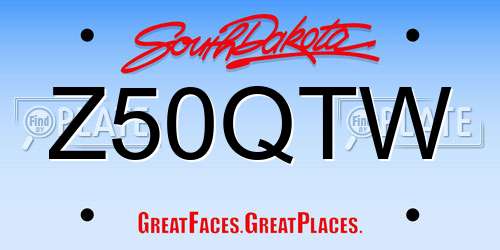 Z50QTW South Dakota License Plate