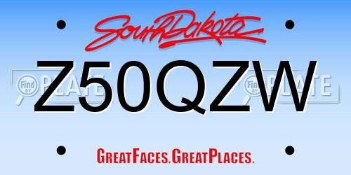 Z50QZW South Dakota License Plate