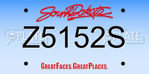 Z5152S South Dakota License Plate