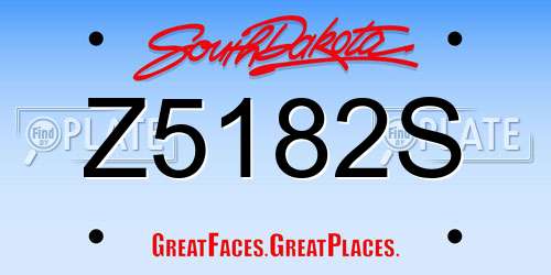 Z5182S South Dakota License Plate