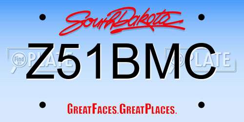 Z51BMC South Dakota License Plate