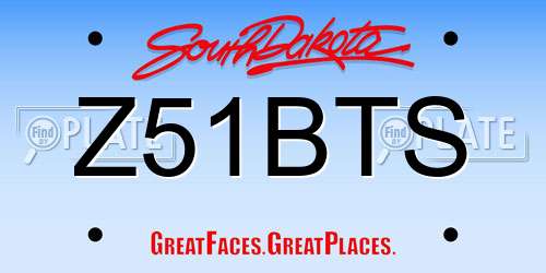 Z51BTS South Dakota License Plate