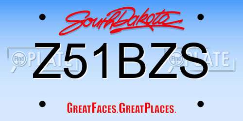 Z51BZS South Dakota License Plate
