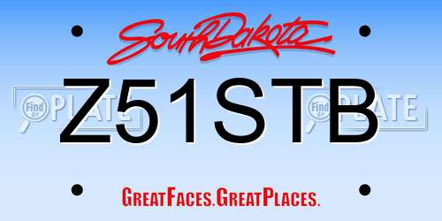 Z51STB South Dakota License Plate