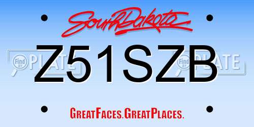 Z51SZB South Dakota License Plate