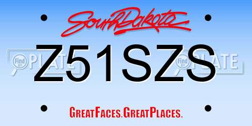 Z51SZS South Dakota License Plate