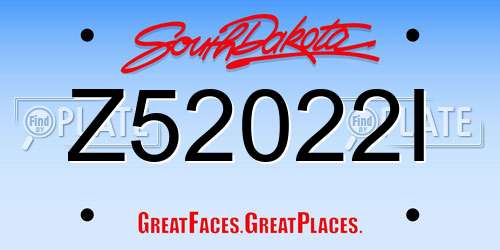 Z52022I South Dakota License Plate