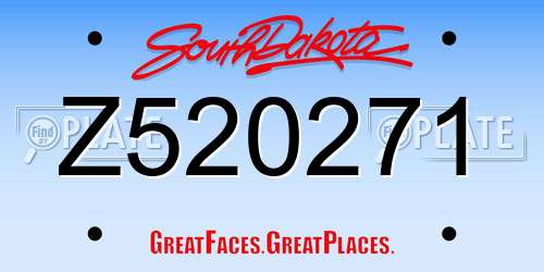 Z520271 South Dakota License Plate
