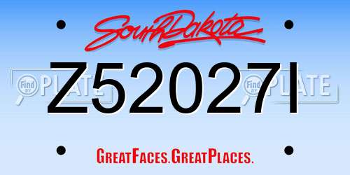 Z52027I South Dakota License Plate