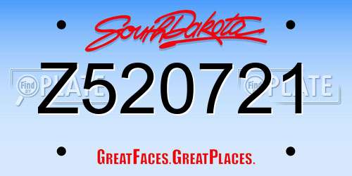 Z520721 South Dakota License Plate