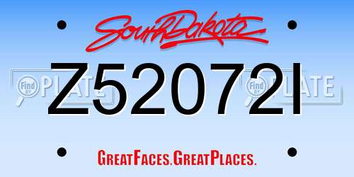 Z52072I South Dakota License Plate
