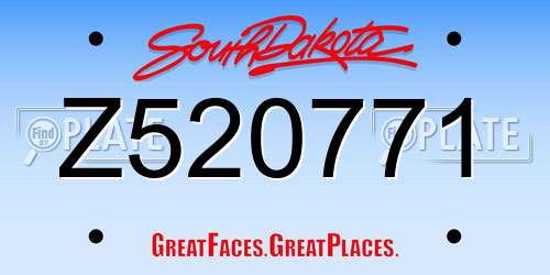 Z520771 South Dakota License Plate