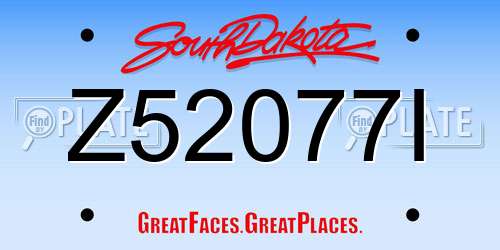 Z52077I South Dakota License Plate