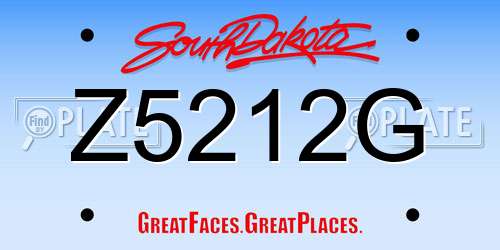 Z5212G South Dakota License Plate