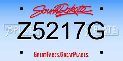Z5217G South Dakota License Plate