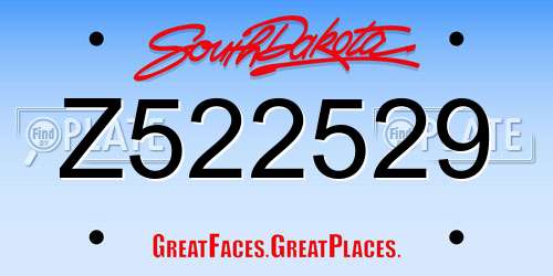 Z522529 South Dakota License Plate