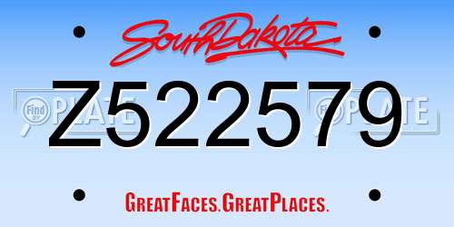 Z522579 South Dakota License Plate