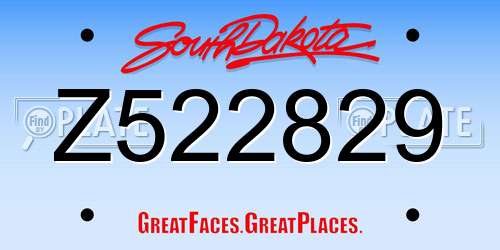 Z522829 South Dakota License Plate