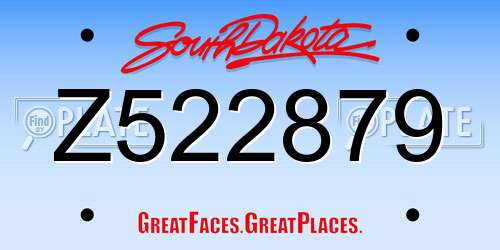 Z522879 South Dakota License Plate