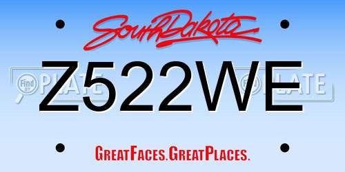 Z522WE South Dakota License Plate