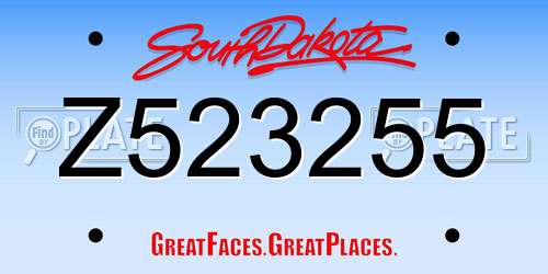Z523255 South Dakota License Plate