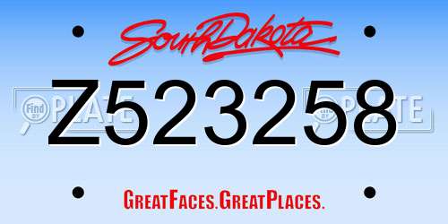 Z523258 South Dakota License Plate