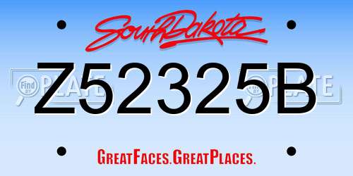 Z52325B South Dakota License Plate