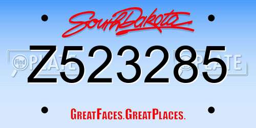 Z523285 South Dakota License Plate
