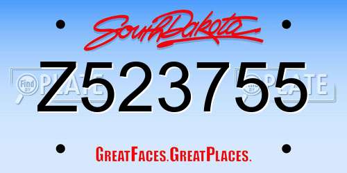 Z523755 South Dakota License Plate