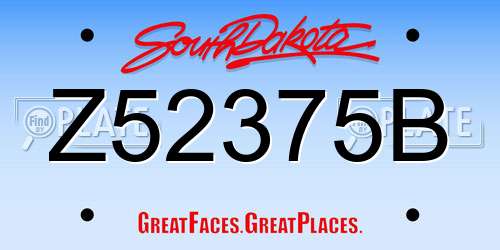 Z52375B South Dakota License Plate
