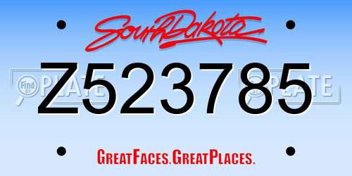 Z523785 South Dakota License Plate