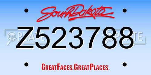 Z523788 South Dakota License Plate