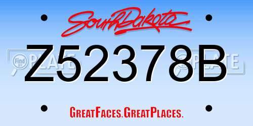 Z52378B South Dakota License Plate