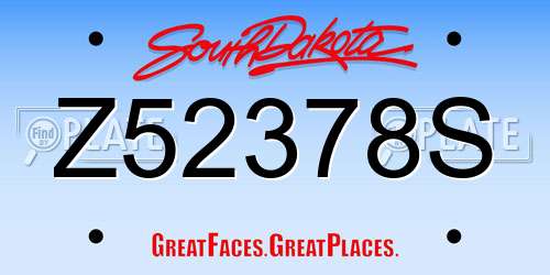 Z52378S South Dakota License Plate