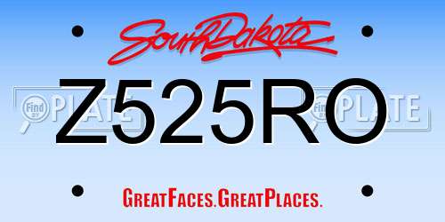 Z525RO South Dakota License Plate