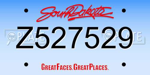 Z527529 South Dakota License Plate