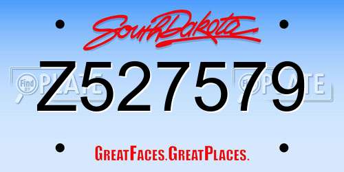 Z527579 South Dakota License Plate