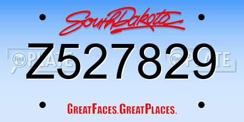 Z527829 South Dakota License Plate
