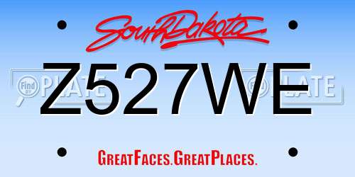 Z527WE South Dakota License Plate