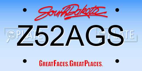 Z52AGS South Dakota License Plate