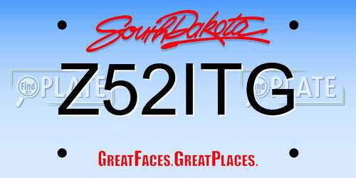 Z52ITG South Dakota License Plate
