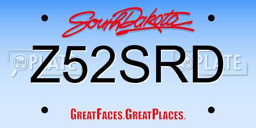 Z52SRD South Dakota License Plate