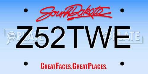 Z52TWE South Dakota License Plate