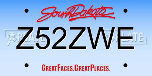 Z52ZWE South Dakota License Plate