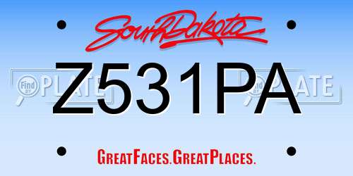 Z531PA South Dakota License Plate