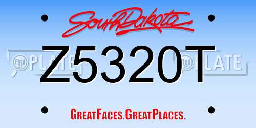 Z5320T South Dakota License Plate