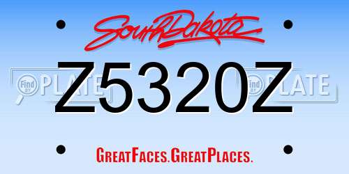 Z5320Z South Dakota License Plate