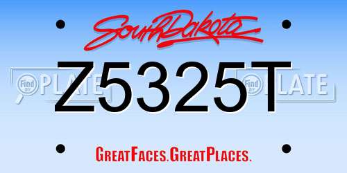 Z5325T South Dakota License Plate