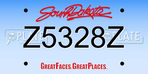 Z5328Z South Dakota License Plate